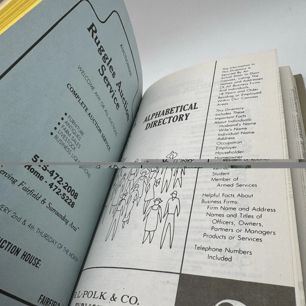 1988 Fairfield Iowa City Business Directory HC Book Phone Advertisements Ads Vtg